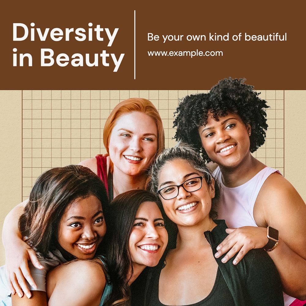 Diversity in beauty Instagram post template, editable text