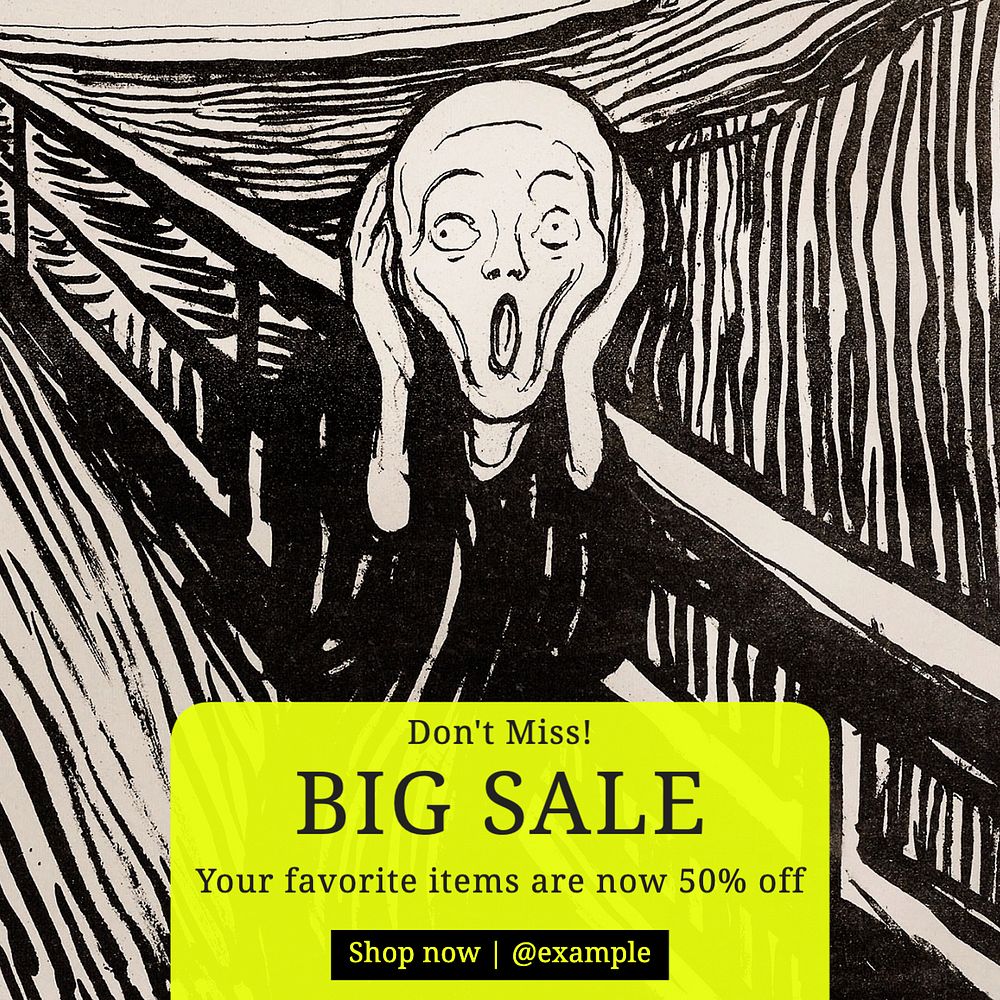 Big sale Instagram post template, editable text