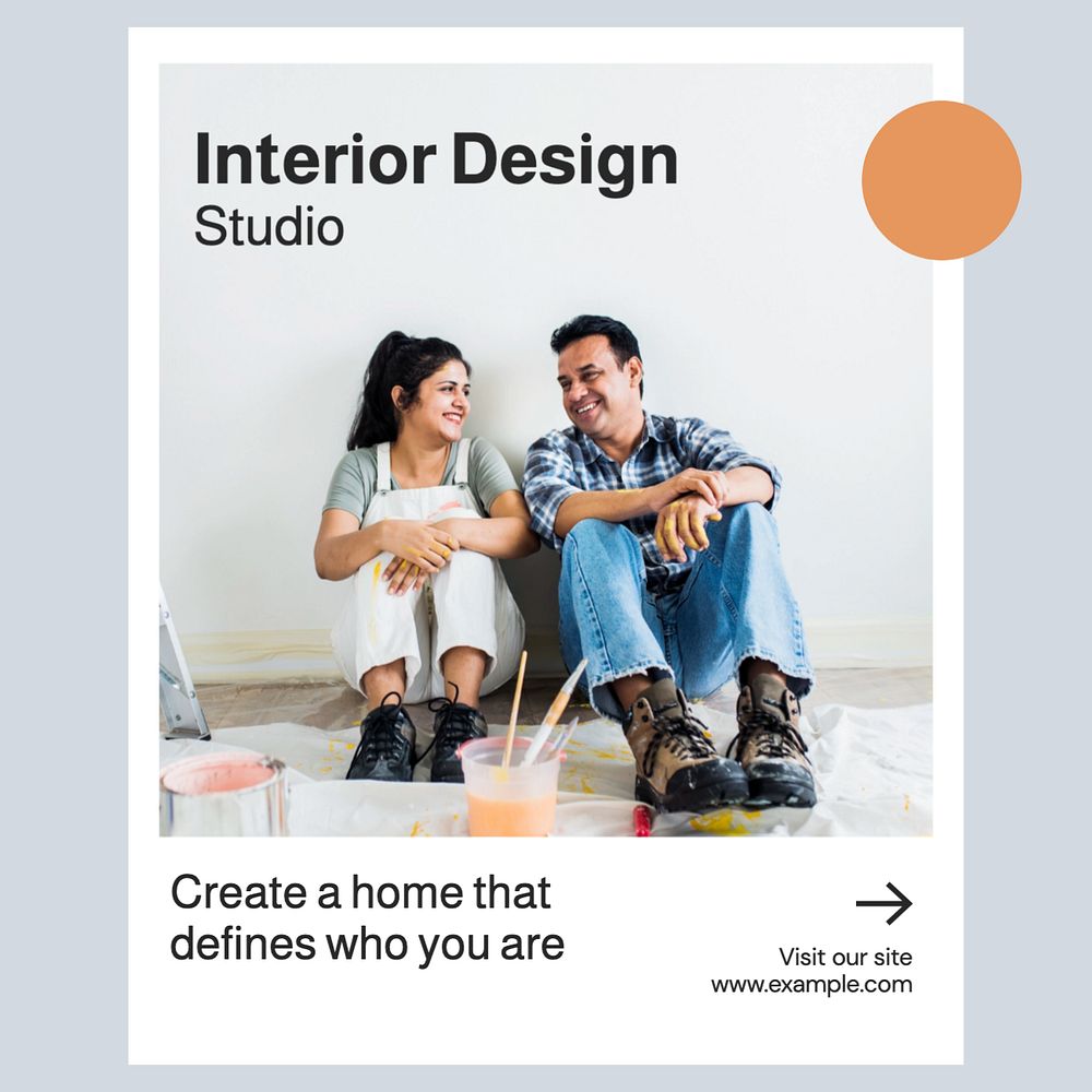 Interior design Instagram post template, editable text