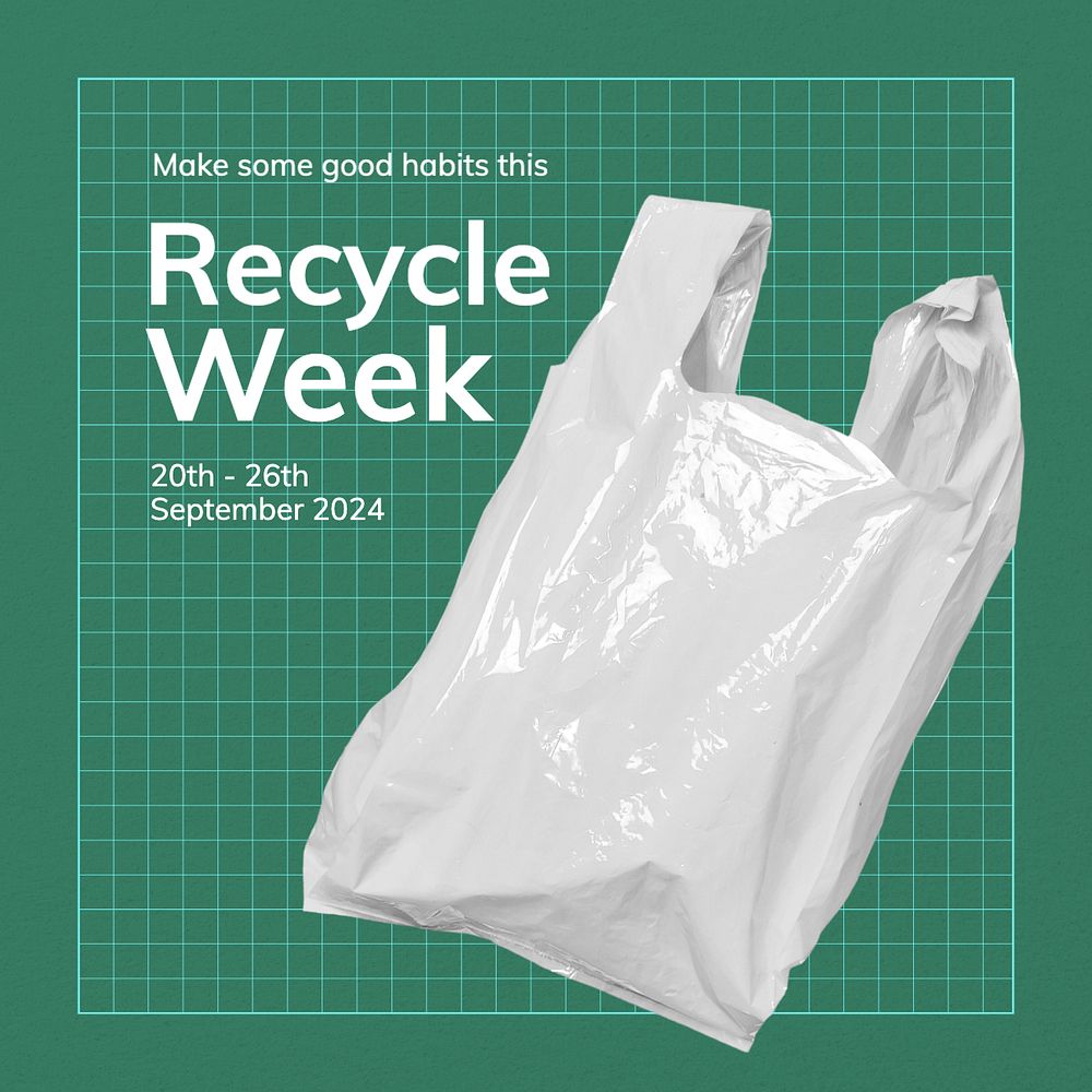 Recycle week Instagram post template, editable text