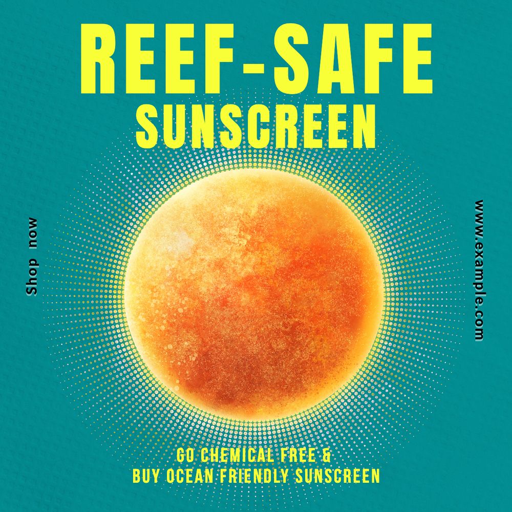 Reef-safe sunscreen Instagram post template, editable text