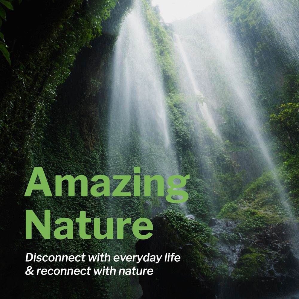 Amazing nature  Instagram post template, editable text