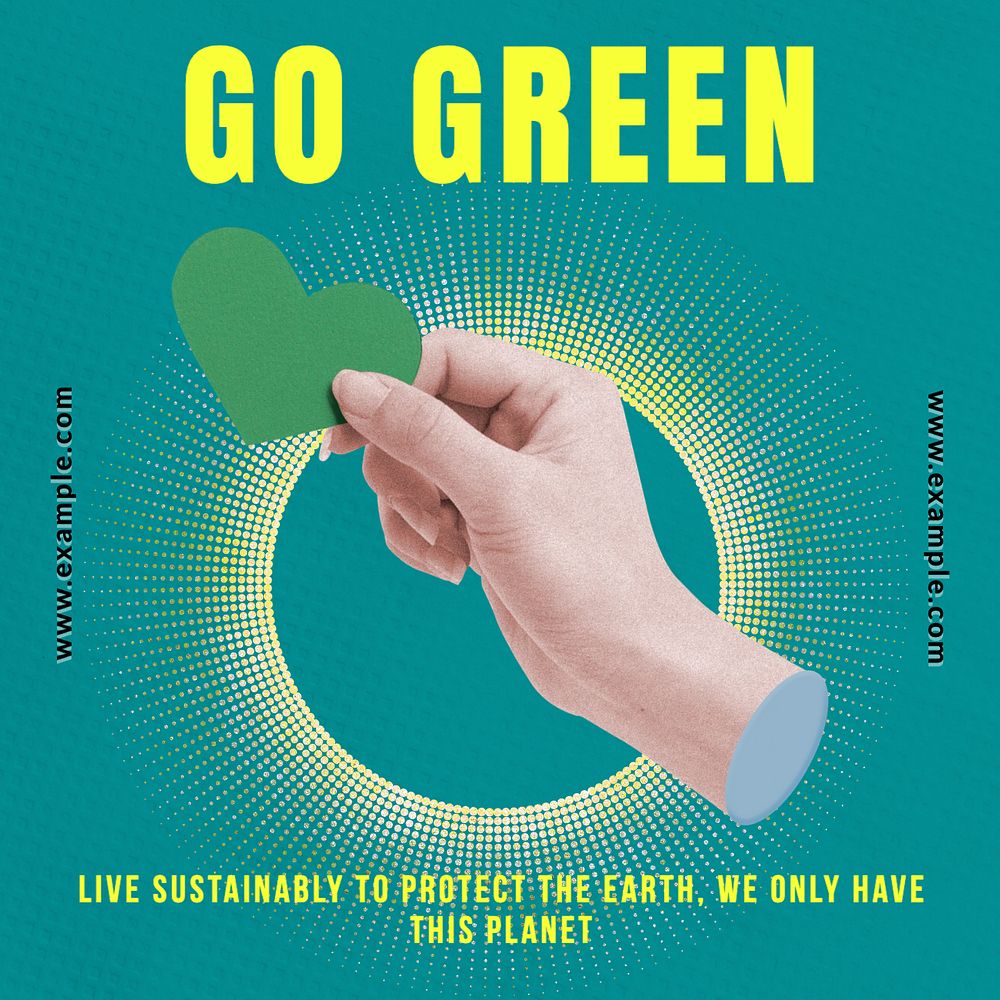 Go green Instagram post template, editable text