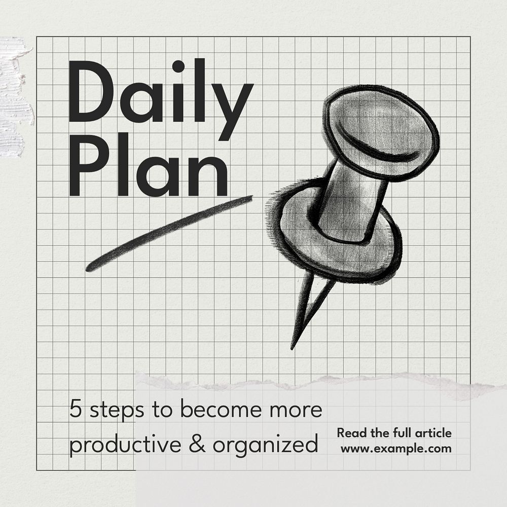 Daily plan Instagram post template, editable text