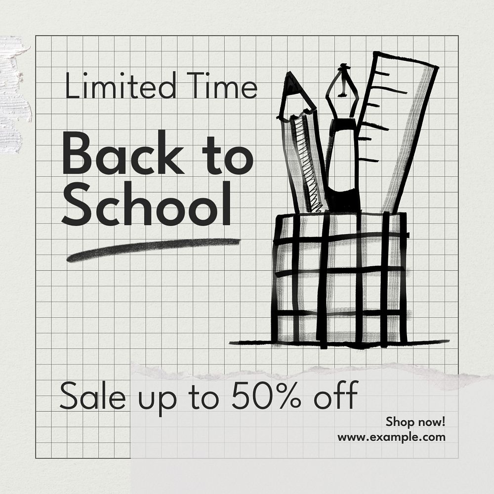 Back to school Instagram post template, editable text