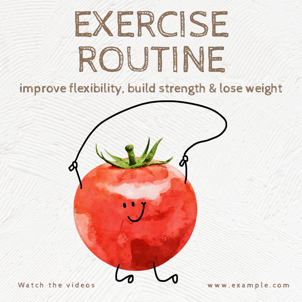 Exercise routine Instagram post template, editable text