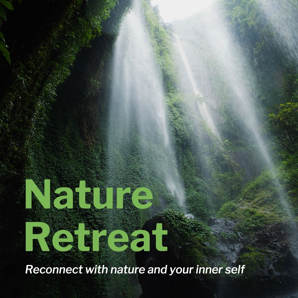 Nature retreat  Instagram post template, editable text