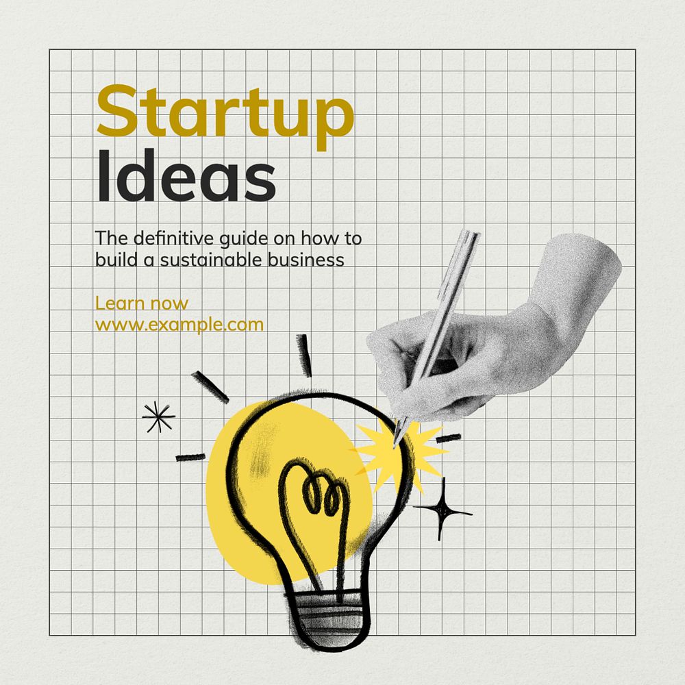 Startup ideas Instagram post template, editable text