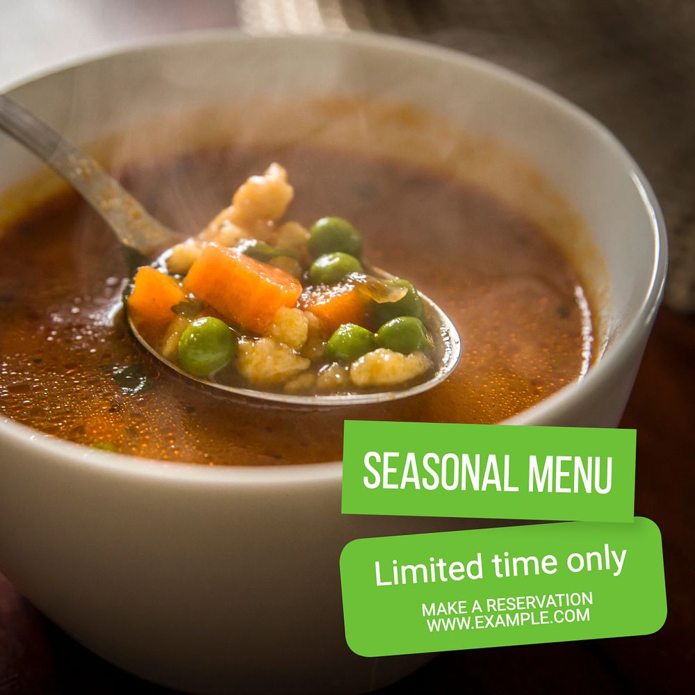 Seasonal menu Instagram post template, editable text