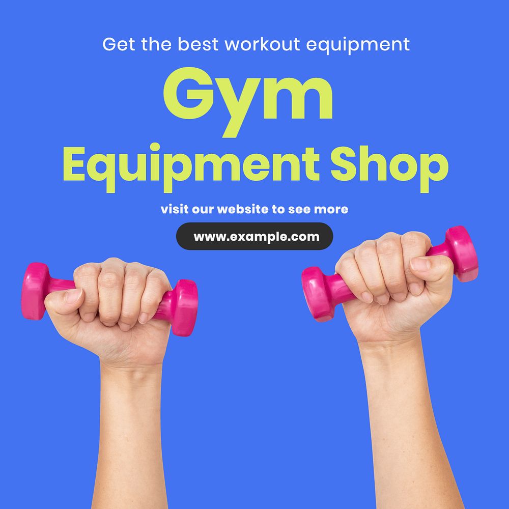 Gym equipment Instagram post template, editable text