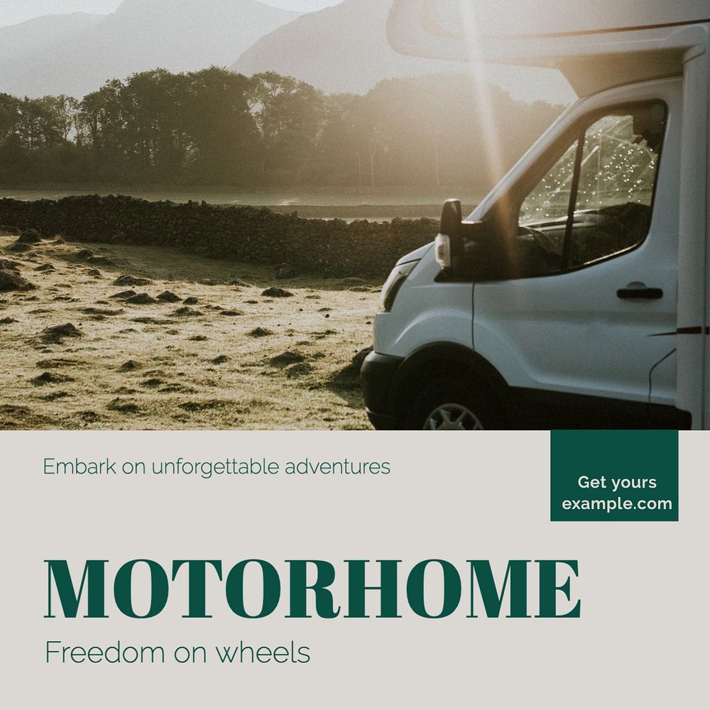 Motorhome  Instagram post template, editable text