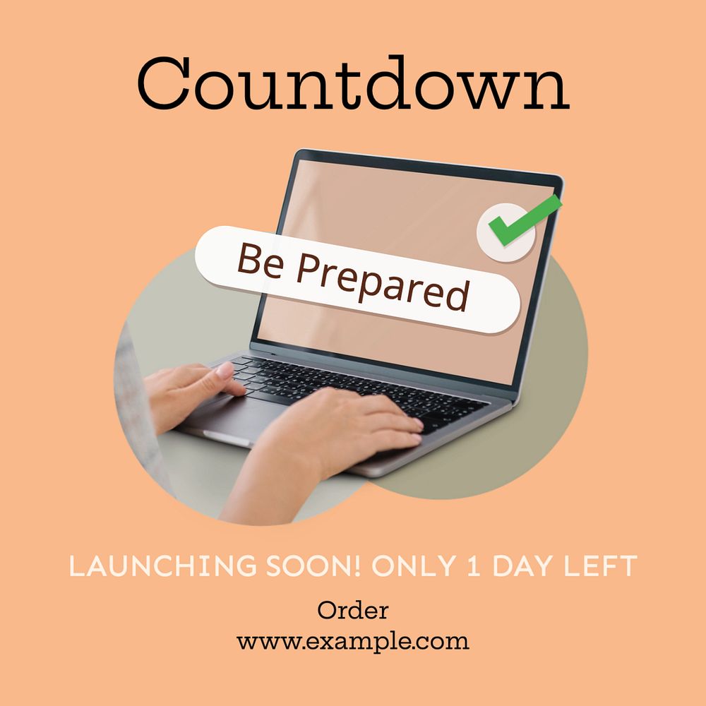 Countdown, new launch Instagram post template, editable text