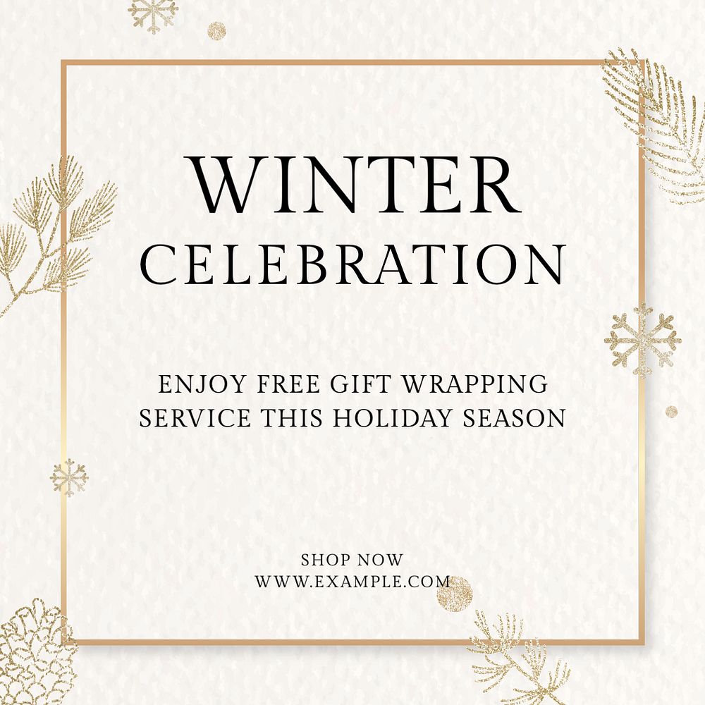 Winter celebration Instagram post template, editable text