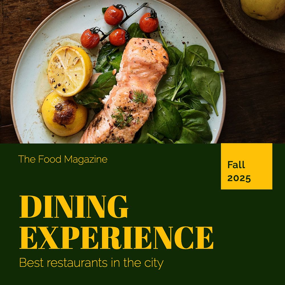 Dining experience  Instagram post template, editable text