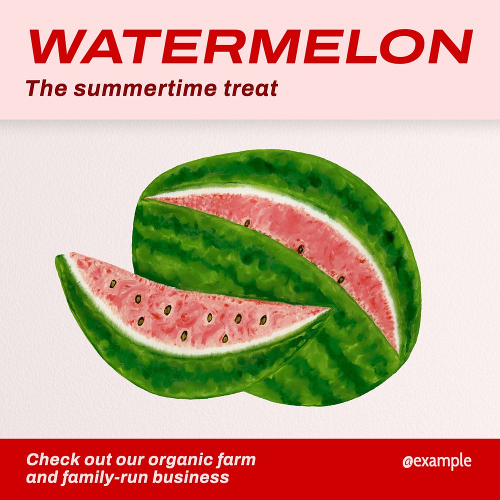 Watermelon Instagram post template, editable text