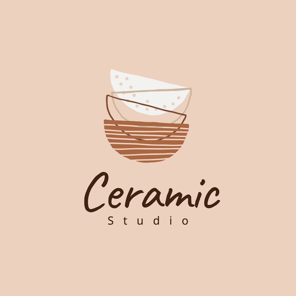 Ceramic studio logo template, editable text