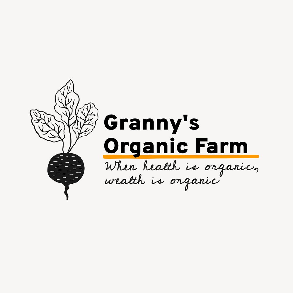 Organic farm logo template, editable text