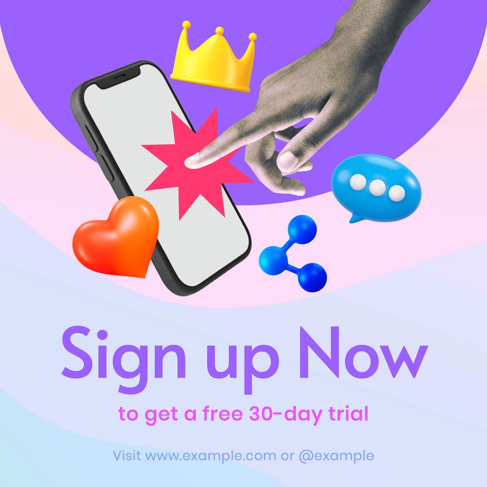 Sign up & register Instagram post template, editable text