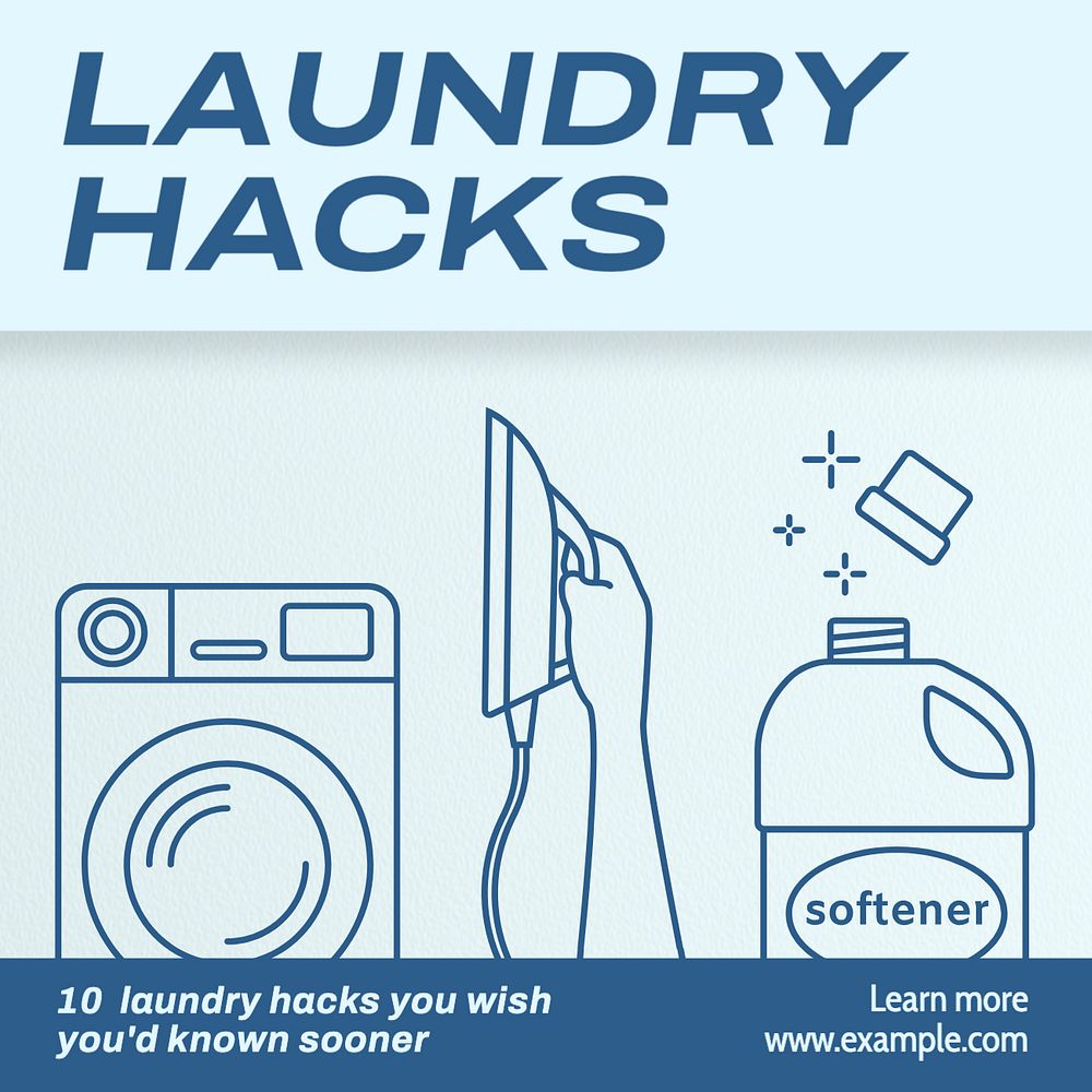 Laundry hacks Instagram post template, editable text