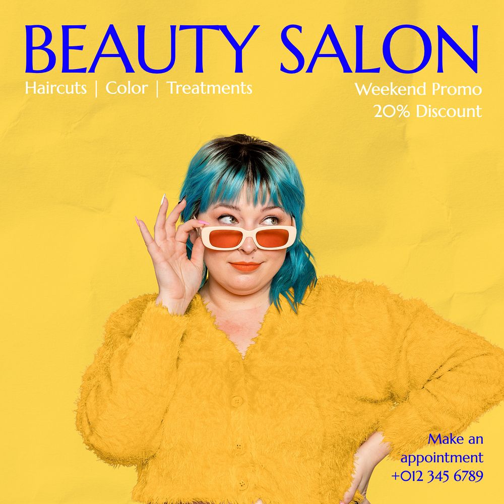 Beauty salon Instagram post template, editable text