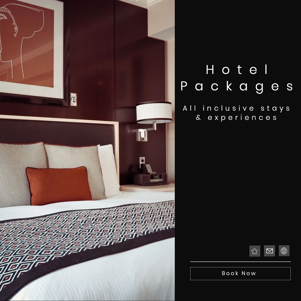 Hotel packages  Instagram post template, editable text