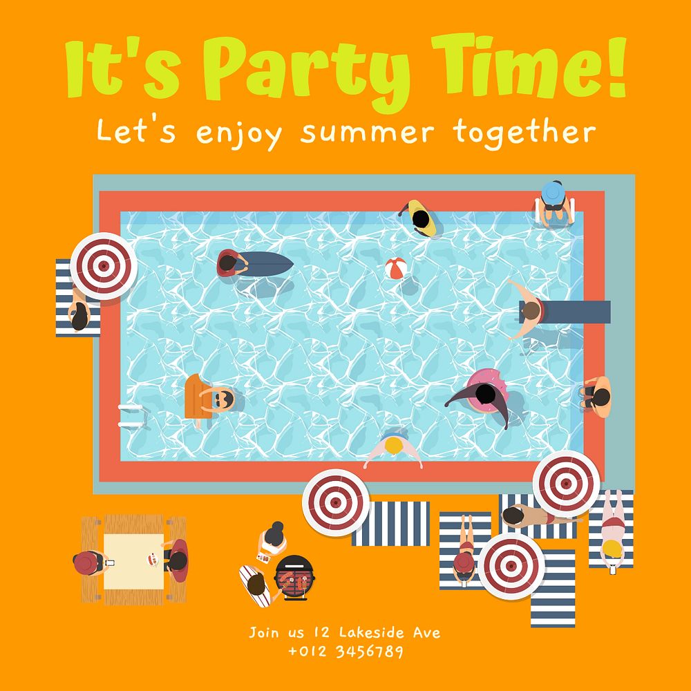 Party time Instagram post template, editable text