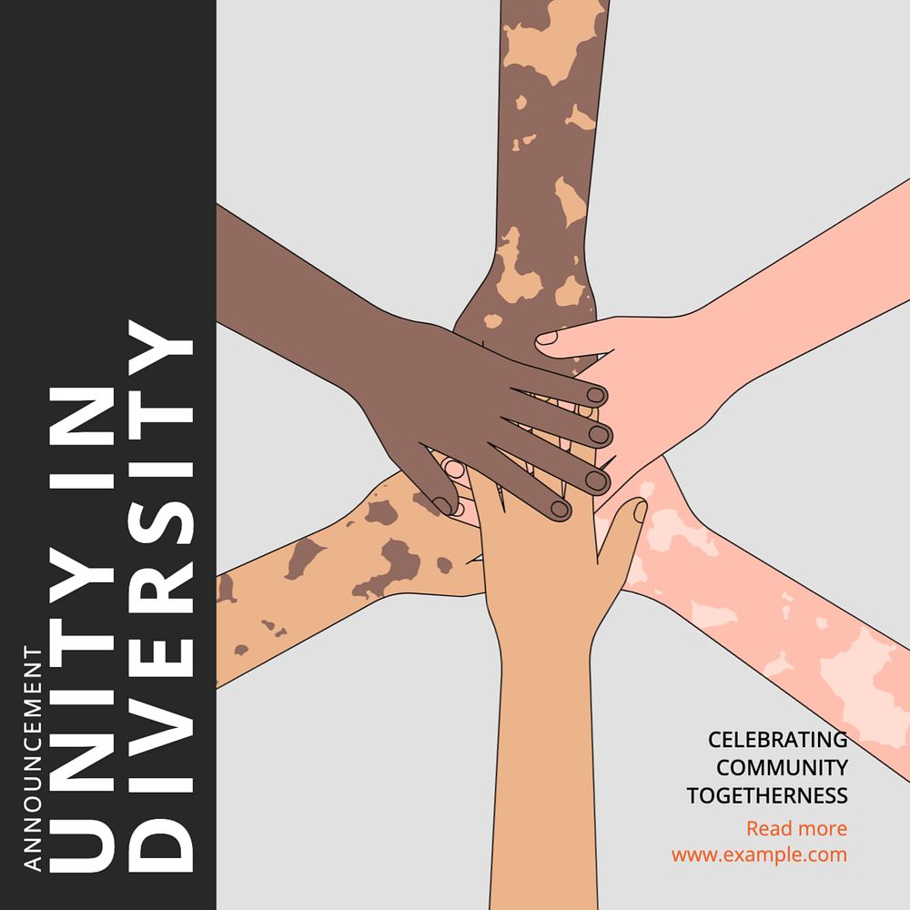 Unity in diversity Instagram post template, editable text