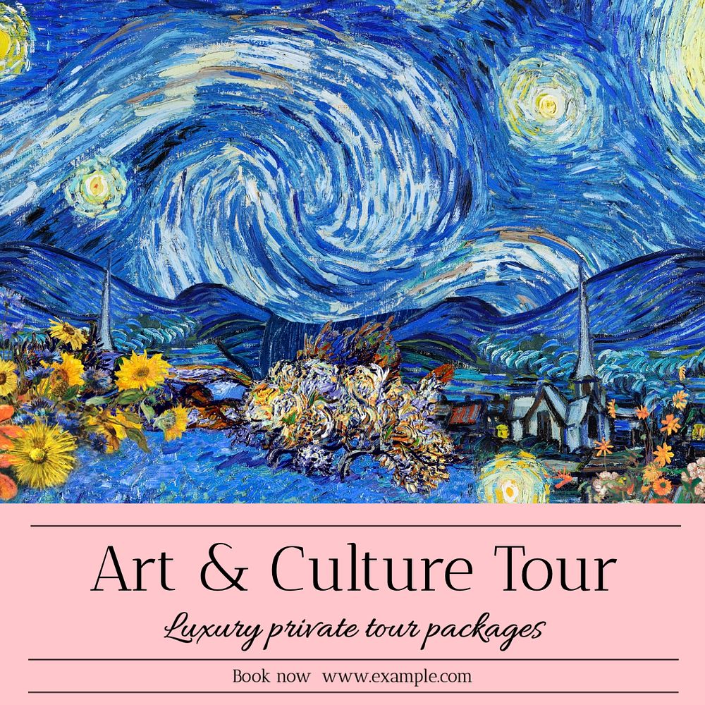 Art & culture tour Instagram post template, editable text