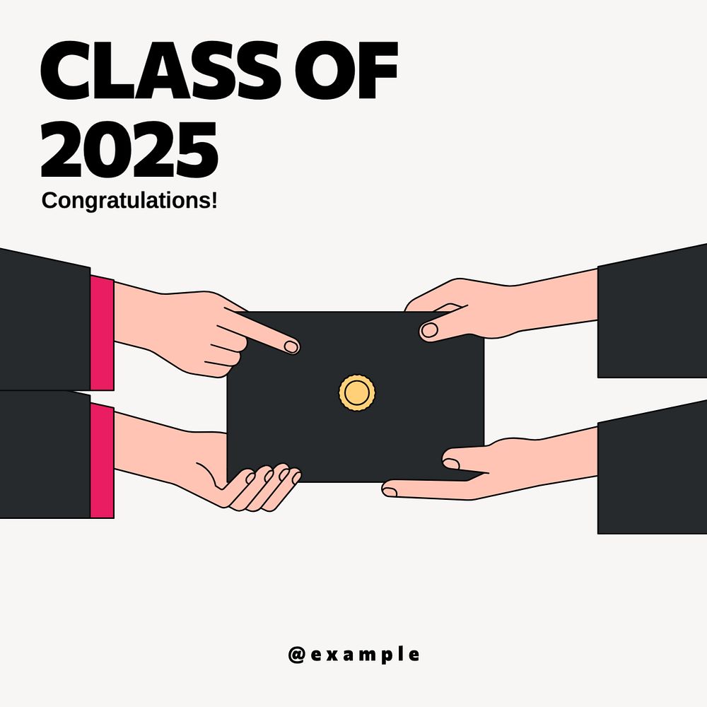 Graduation Instagram post template, editable text