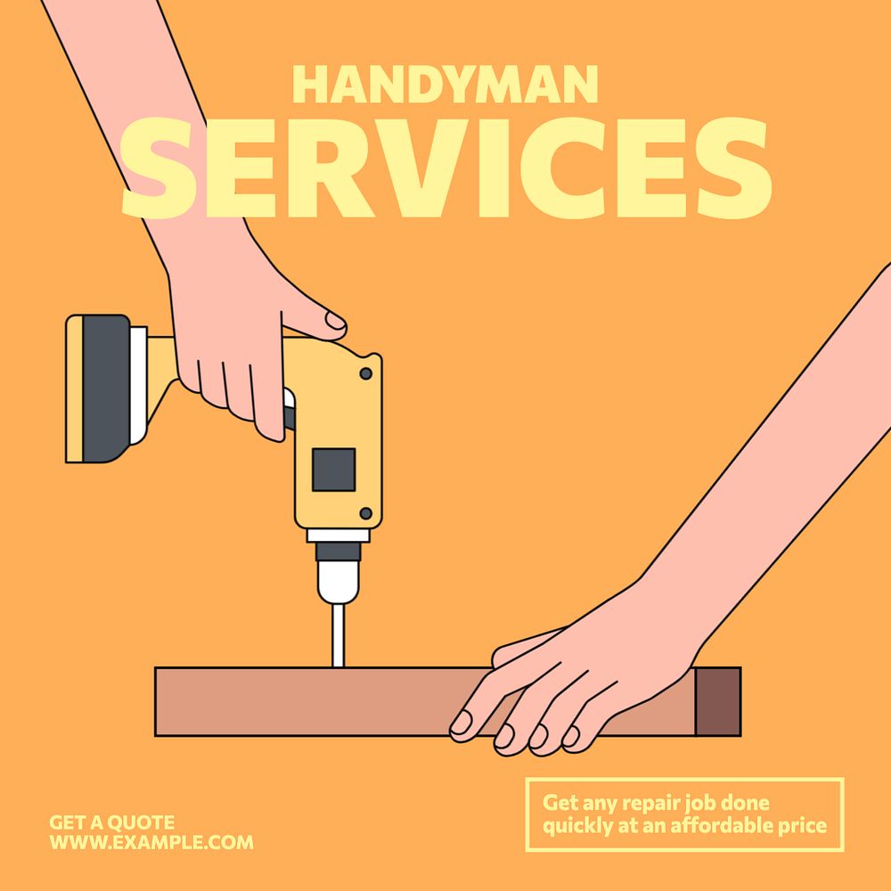 Handyman services Instagram post template, editable text