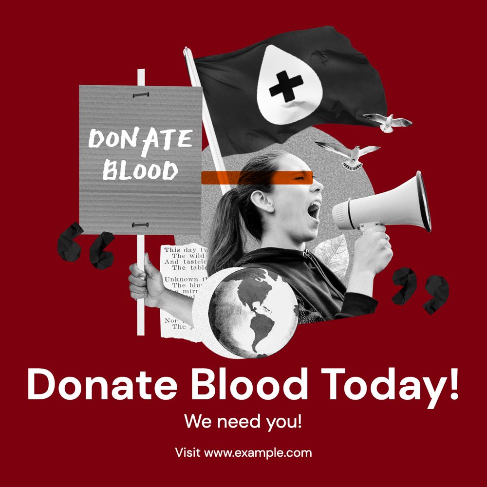 Blood donation Instagram post template, editable text