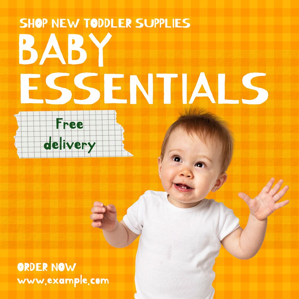 Baby essentials  Instagram post template, editable text