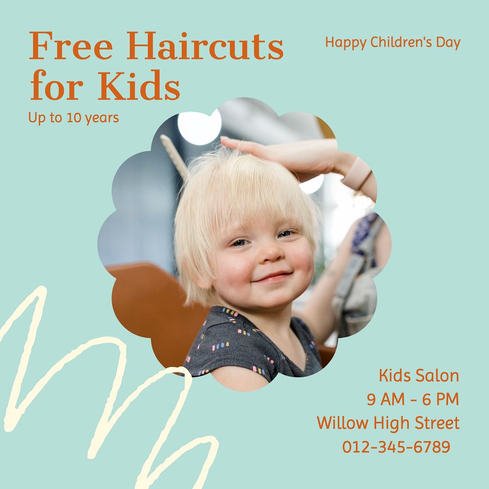 Free haircuts Instagram post template, editable text