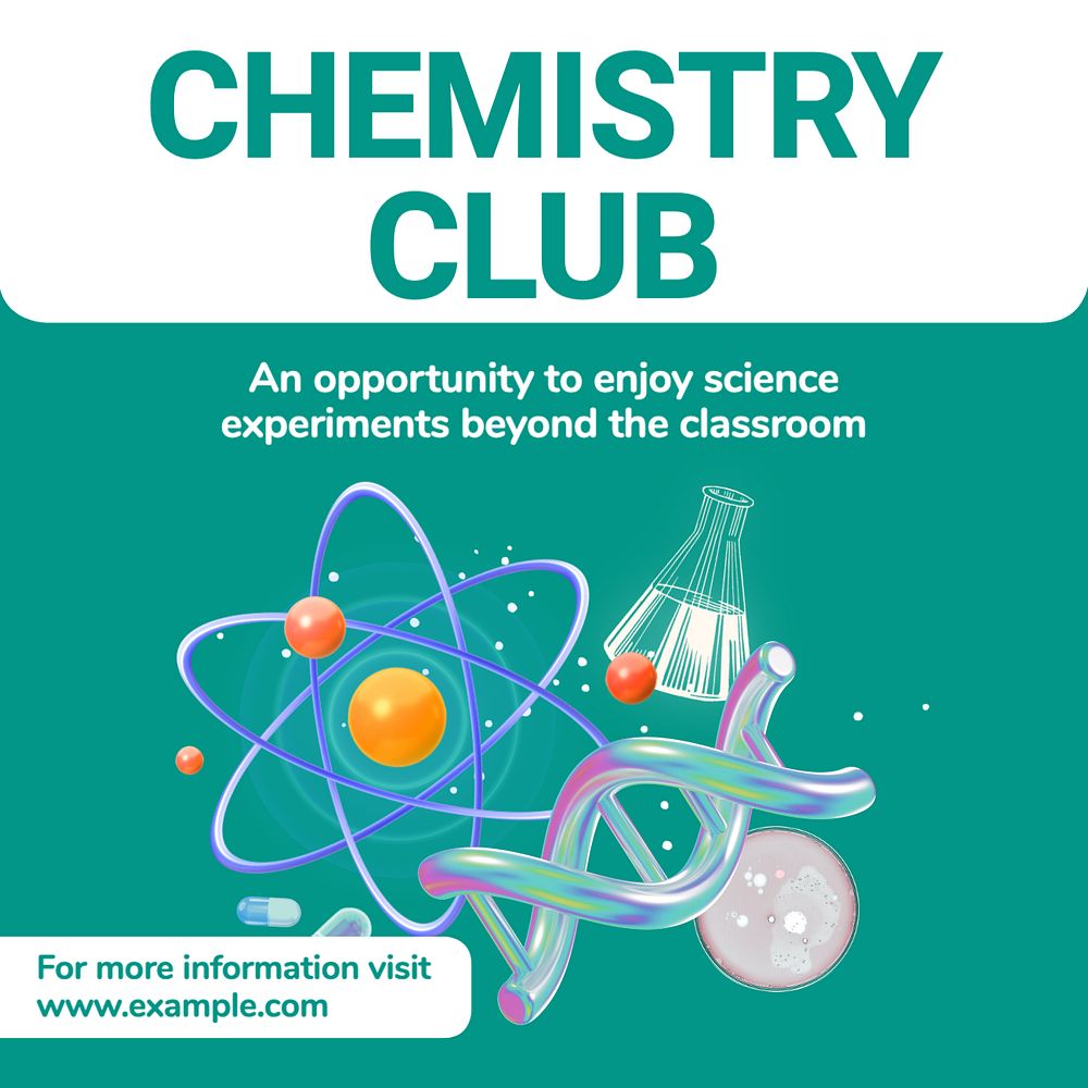 Chemistry club Instagram post template, editable text