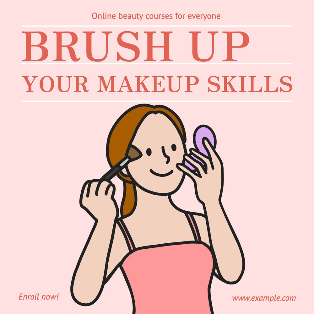 Makeup class Instagram post template, editable text