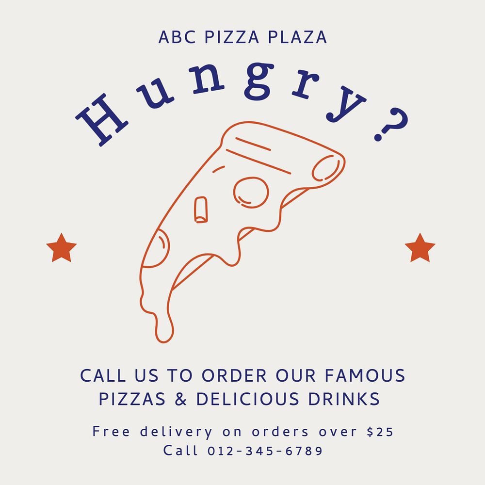 Pizza delivery Instagram post template, editable text