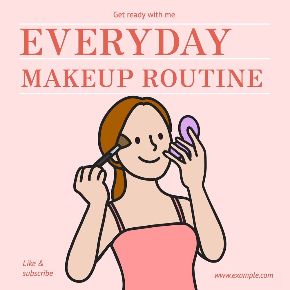 Everyday makeup routine Instagram post template, editable text