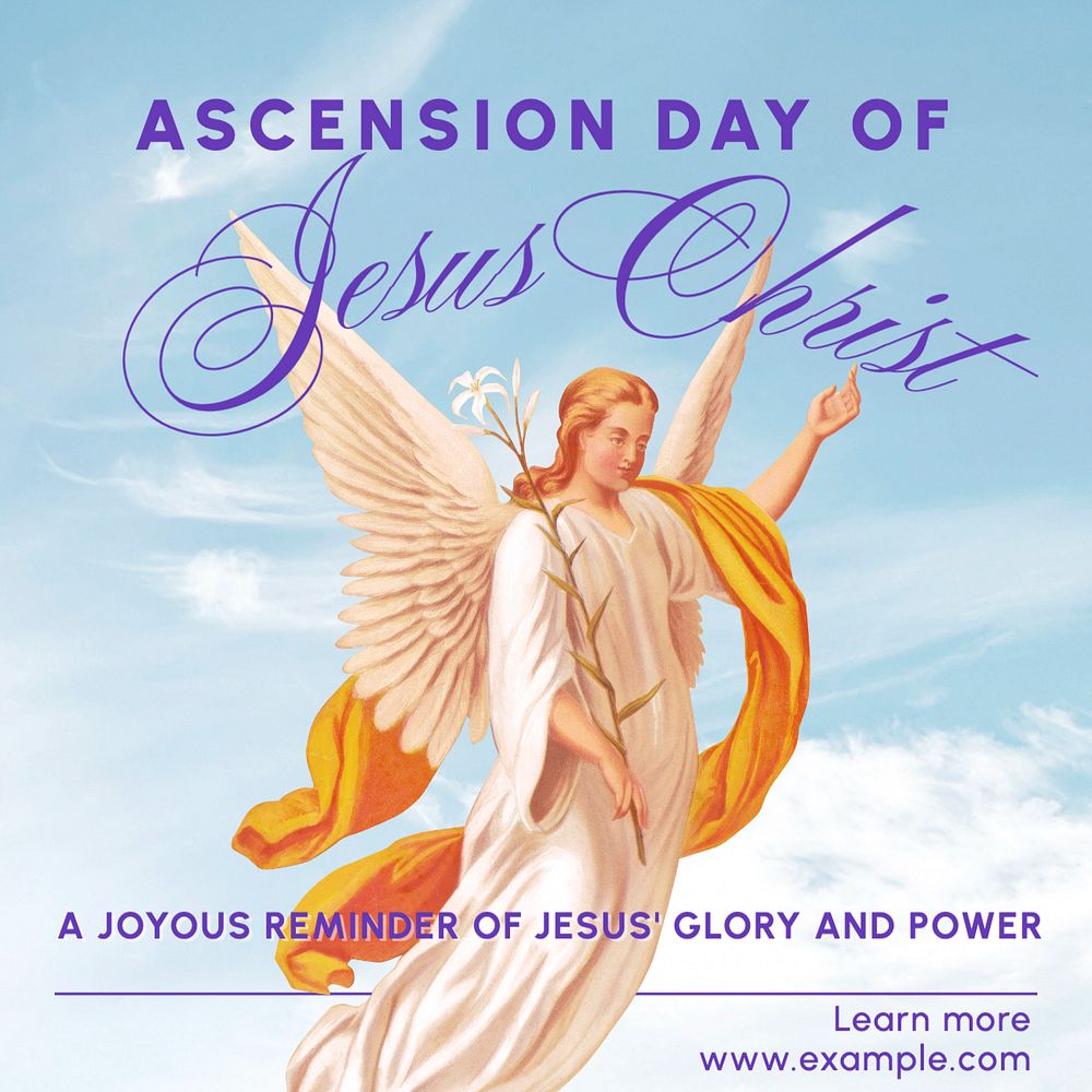 Ascension day Instagram post template, editable text