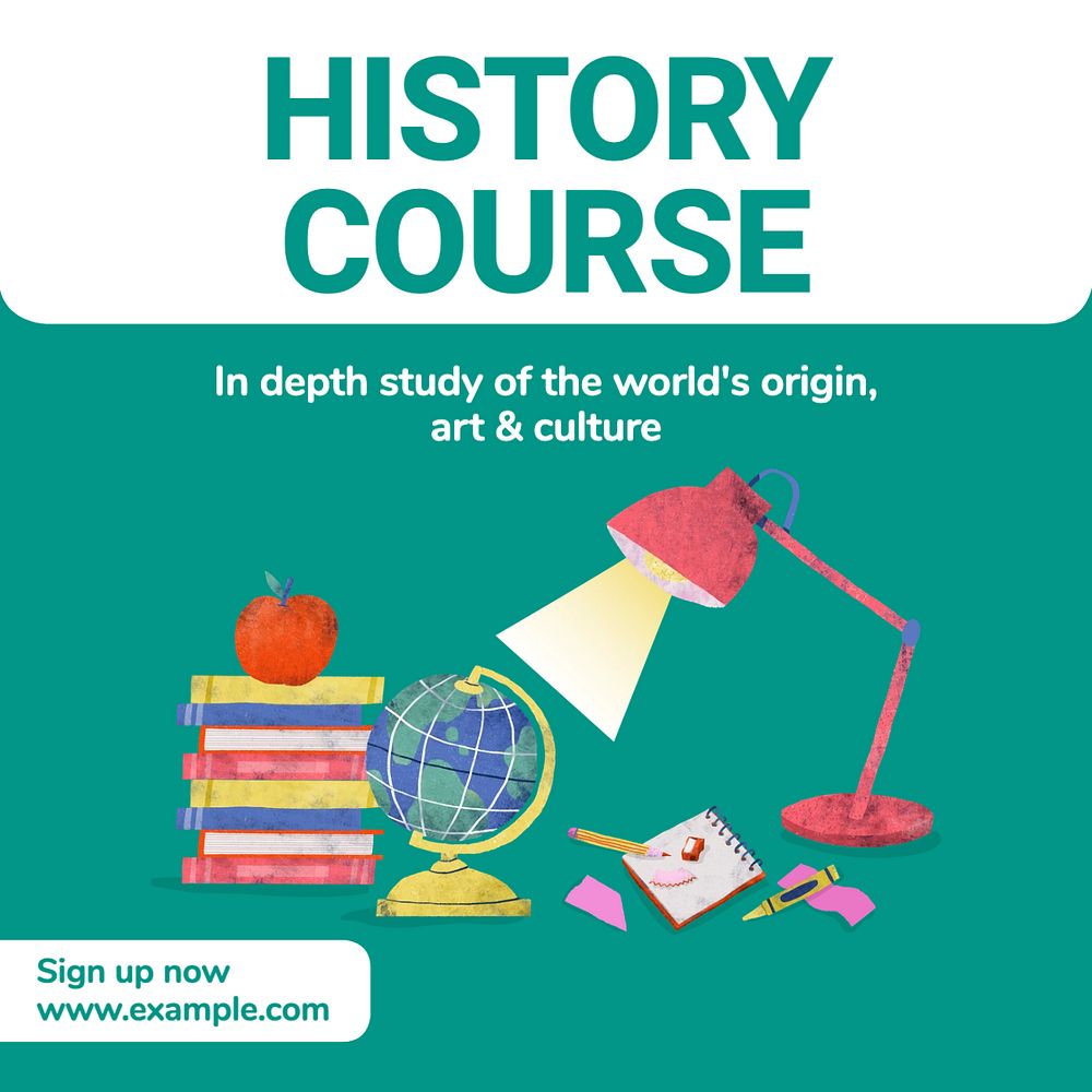 History course Instagram post template, editable text