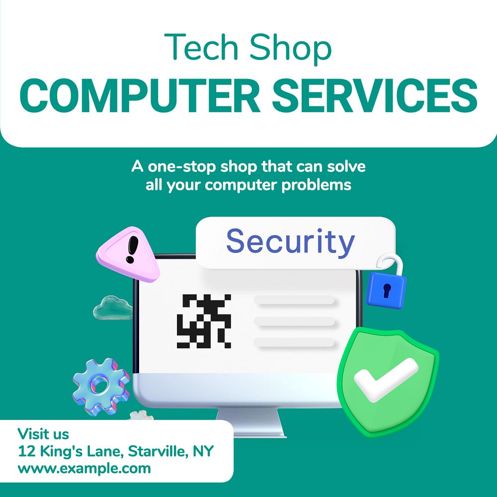 Computer services Instagram post template, editable text