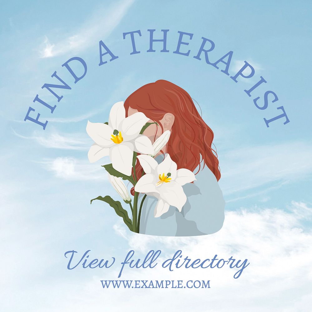 Find a therapist  Instagram post template, editable text