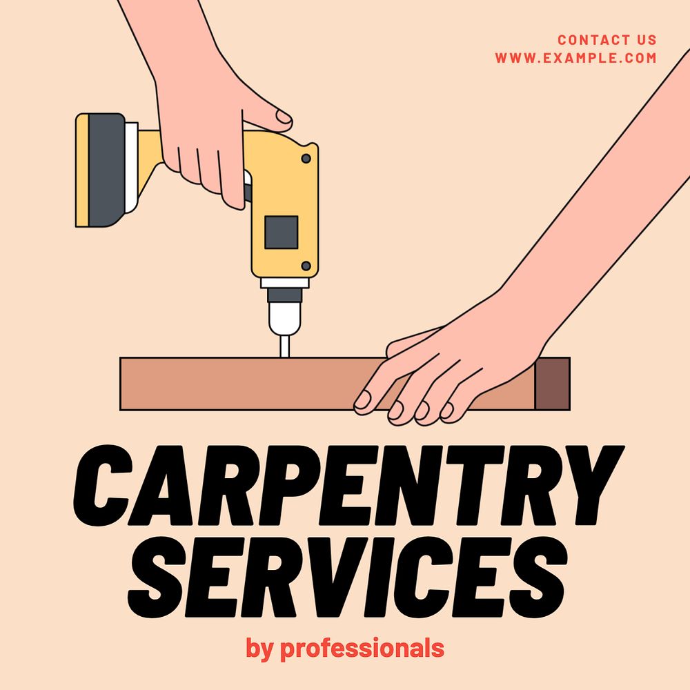 Carpentry services Instagram post template, editable text