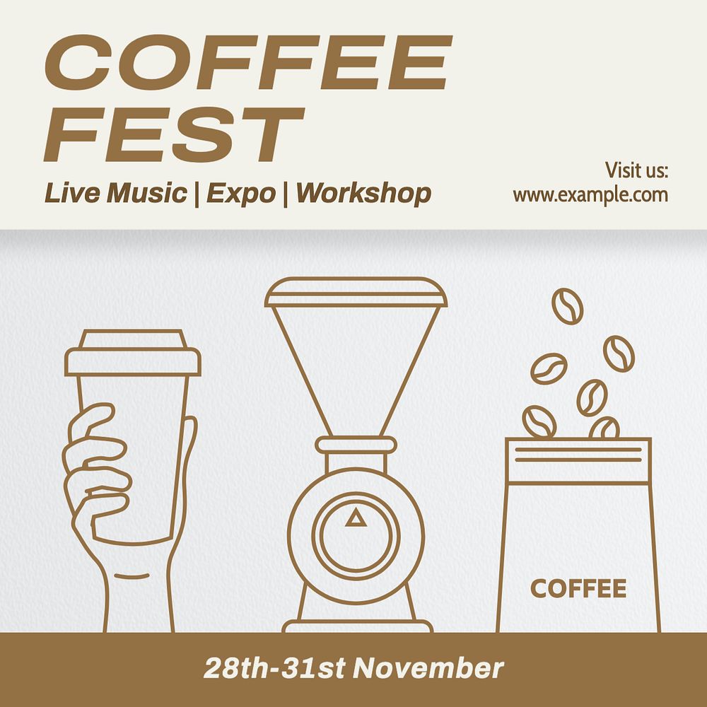 Coffee festival Instagram post template, editable text