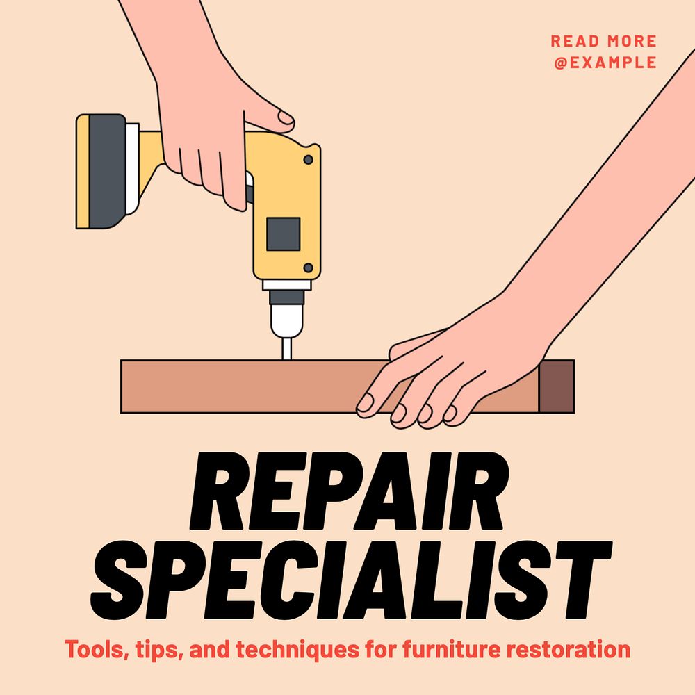 Repair specialist Instagram post template, editable text