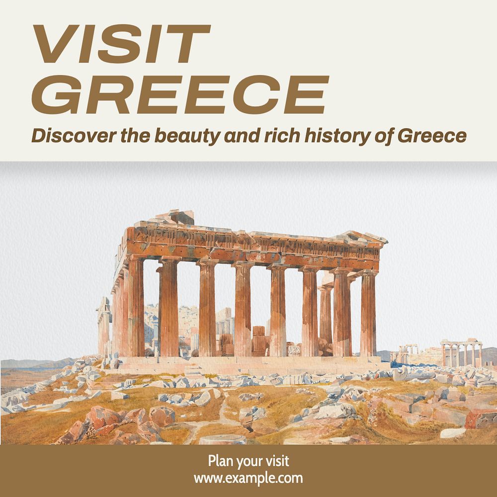 Visit greece Instagram post template, editable text