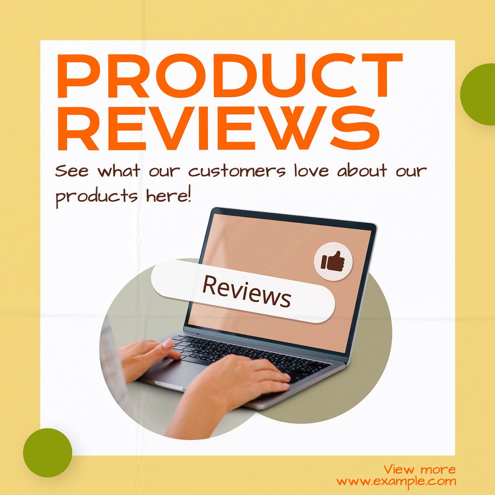 Product reviews Instagram post template, editable text