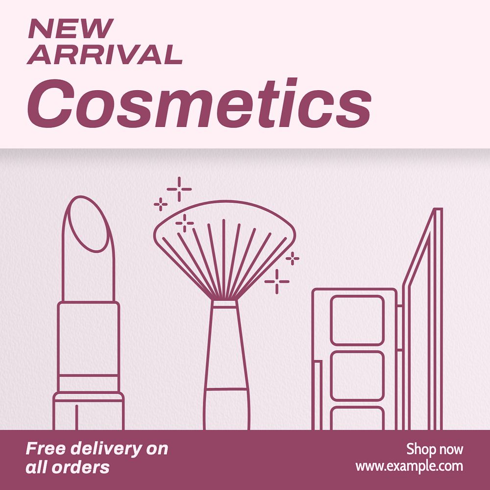 New arrival cosmetics Instagram post template, editable text