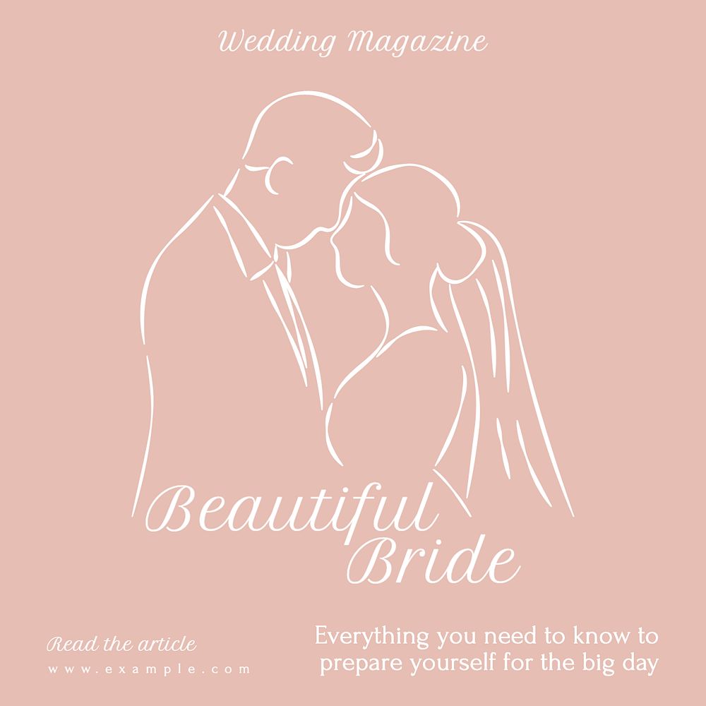 Beautiful bride Instagram post template, editable text