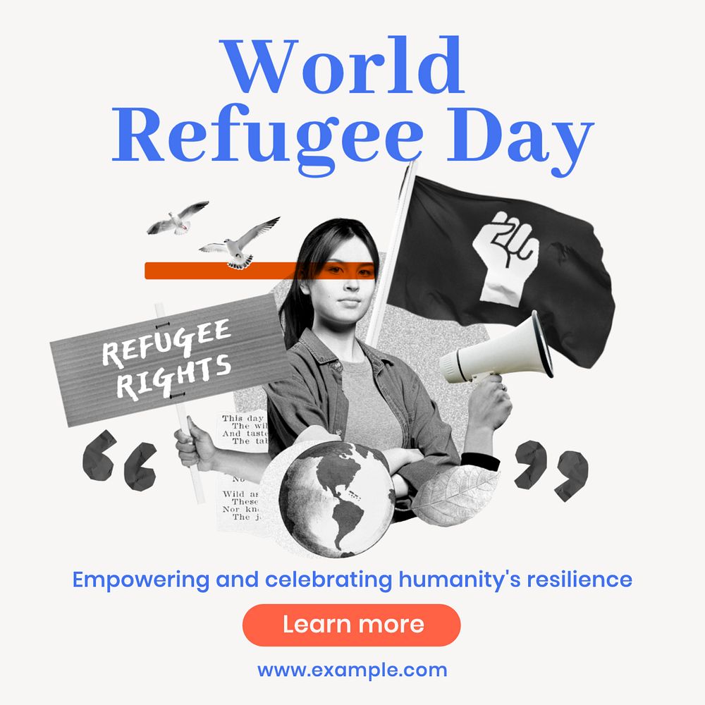 World refugee day Instagram post template, editable text