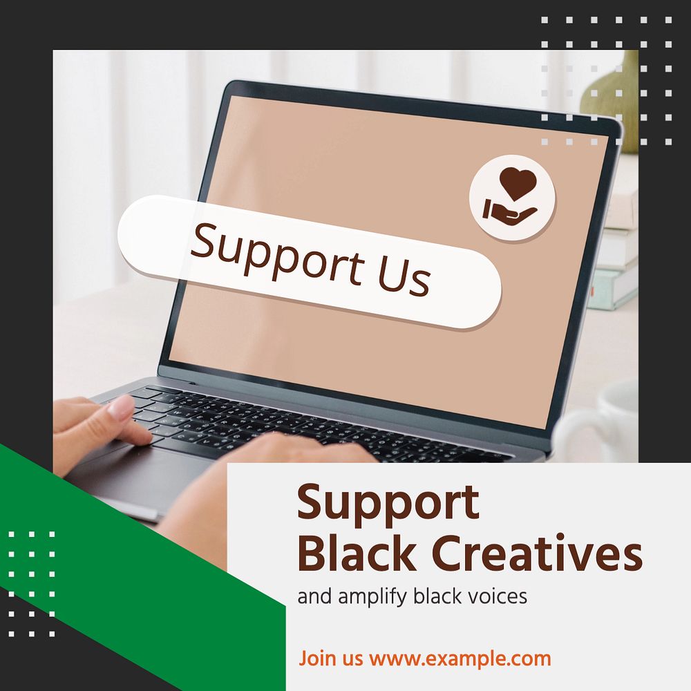 Support black creatives Instagram post template, editable text